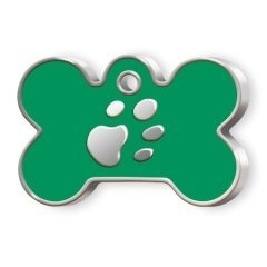 Kemik Şeklinde Mineli Büyük Köpek Künyesi Yeşil