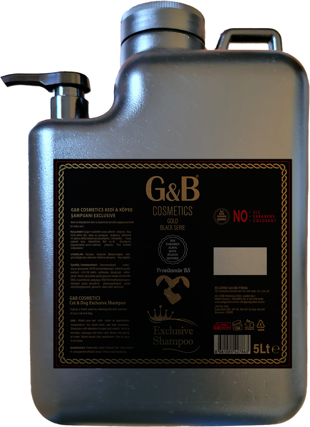 G & B Exclusive Pet Şampuan 5 L
