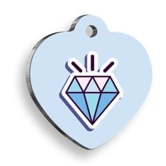 Pet Tag Art Mavi Diamond Kalp Şekilli Kedi Köpek Künyesi