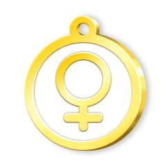 Dalis Altın Mineli Kadın Sembol Desenli Künye - Beyaz