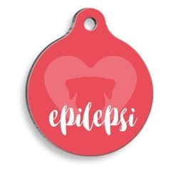 Pet Tag Art Epilepsi Köpek Kırmızı Yuvarlak Köpek Künyesi