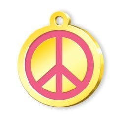 24 Ayar Altın Kaplama Mineli Seri Dünya Barışı Desenli Künye - Pembe