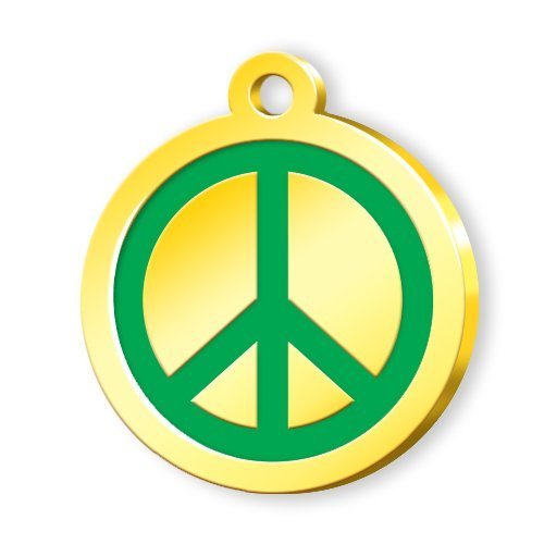 24 Ayar Altın Kaplama Mineli Seri Dünya Barışı Desenli Künye - Yeşil