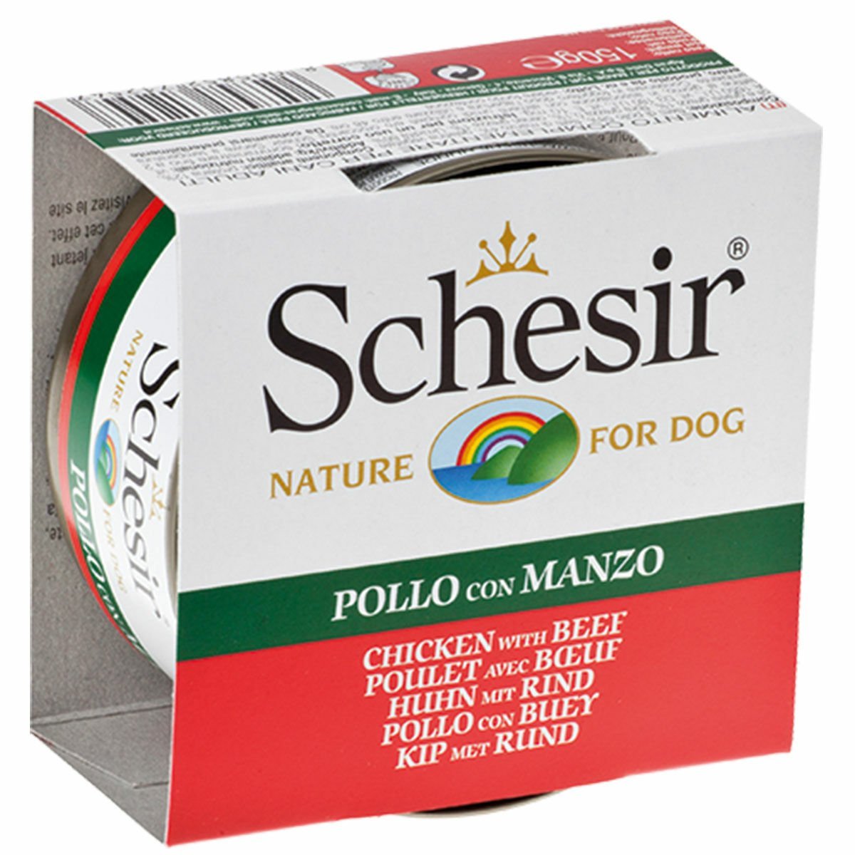 Schesir Jel İçinde Tavuk Sığır Etli Konserve Köpek Maması 150 Gr