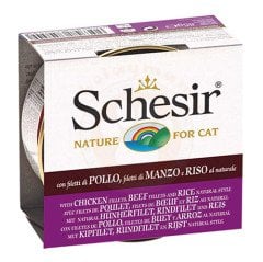 Schesir Suyunda Pişmiş Tavuk ve Sığır Etli Konserve Kedi Maması 85 Gr