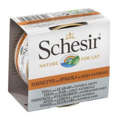 Schesir Suyunda Pişmiş Ton Balıklı Levrekli Konserve Kedi Maması 70 Gr