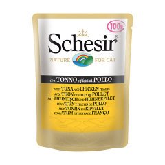 Schesir Pouch Jel İçinde Ton Balıklı Tavuklu Yaş Kedi Maması 85 Gr