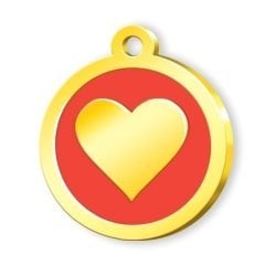 Dalis Altın Mineli Seri Kalp Desenli Künye - Kırmızı