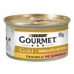 Purina Gourmet Parça Etli Somonlu Tavuklu Konserve Kedi Maması 85 gr