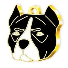 24 Ayar Altın Kaplama Pitbull Köpek Künyesi (Siyah)
