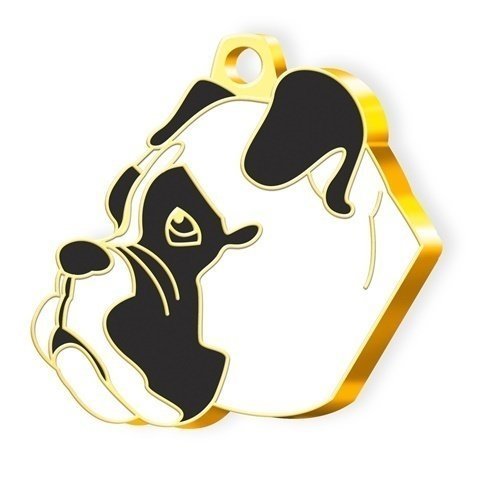 24 Ayar Altın Kaplama Boxer Köpek Künyesi (Beyaz)