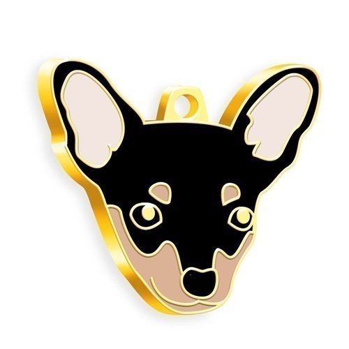 24 Ayar Altın Kaplama Pincher Köpek Künyesi (Siyah)