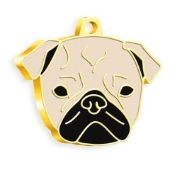 Dalis Altın Pug Köpek Künyesi (Krem)