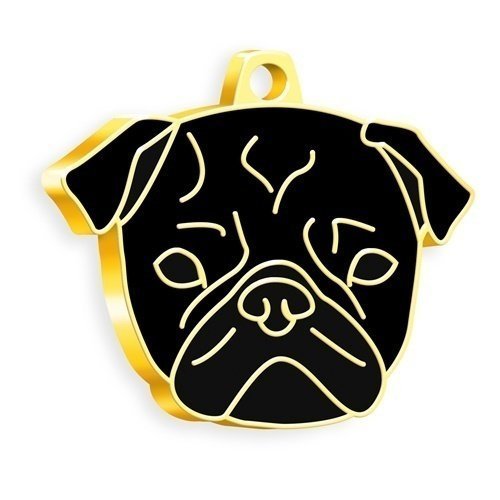 Dalis Altın Pug Köpek Künyesi (Siyah)