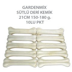 Gardenmix Sütlü Deri Kemik Köpek Ödülü 21 cm 150-180 gr 10 Adet