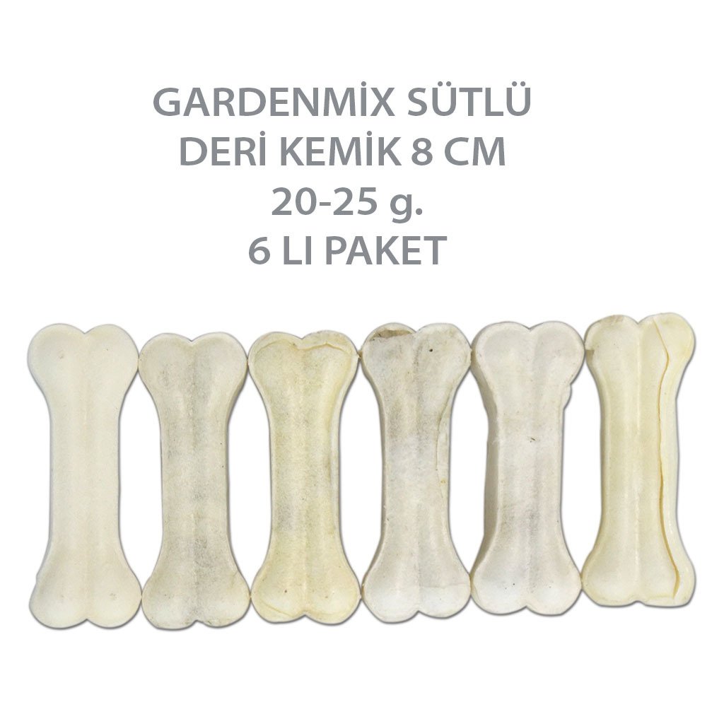 Garden Mix Sütlü Deri Kemik Köpek Ödülü 8 cm 20-25 gr. 6 Adet