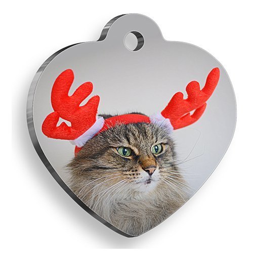 Pet Tag Art Pet Tag Art - Yeni Yıl ve Noel Serisi Deer Cat Kalp Kedi Künyesi