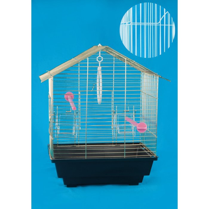 Qiheng Pet Products Yatay Telli Çatılı Kuş Kafesi Boyalı 30 x 23 x 39 cm