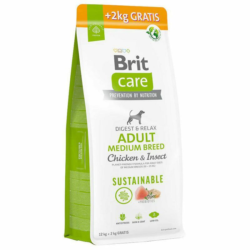 Brit Care Dog Sustainable Adult Medium Breed Chicken & Insect 12 + 2 kg Köpek Maması