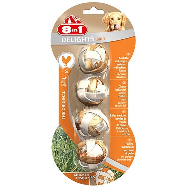 8 In 1 Delights Balls S Size Tavuklu Köpek Çiğneme Topu 4'Lü