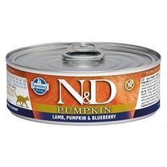 N-D Pumpkin Balkabaklı Tahılsız Kuzu Etli Yaban Mersinli Kedi Konservesi 80 Gr