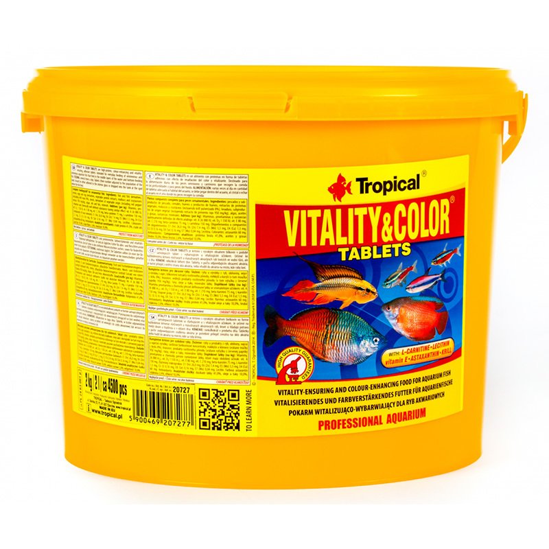 Tropical Vitality Color Tablet Balık Yemi 2 L 4500 Tablet