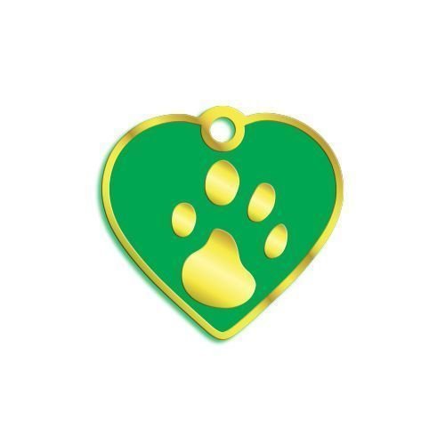 Dalis Pet Tag - Kalp Şeklinde 24 Ayar Altın Kaplama  Küçük Köpek ve Kedi Künyesi (Yeşil)