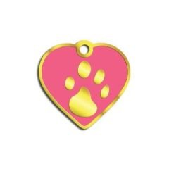 Dalis Pet Tag - Kalp Şeklinde 24 Ayar Altın Kaplama  Küçük Köpek ve Kedi Künyesi (Pembe)