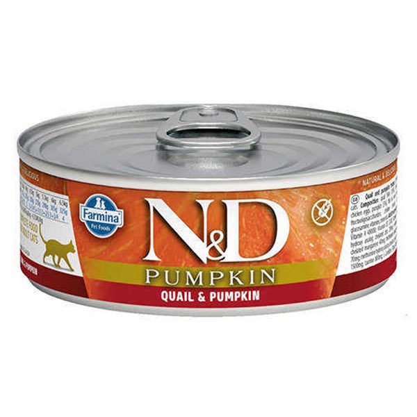 N-D Pumpkin Balkabaklı Tahılsız Bıldırcın Etli Konserve Kedi Maması 80 Gr