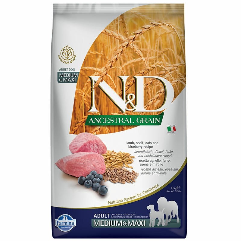 N-D Düşük Tahıllı Kuzu Yaban Mersini Medium Maxi Adult 2.5 Kg Köpek Maması