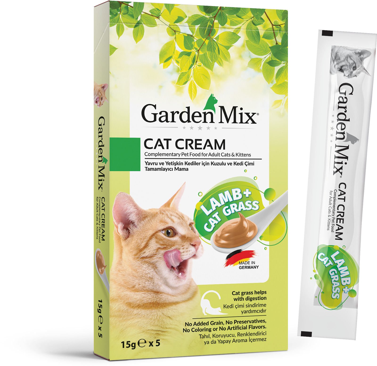 Garden Mix Kuzu Etli Catnip Otlu Krema Kedi Ödül  15 gr x 5 adet