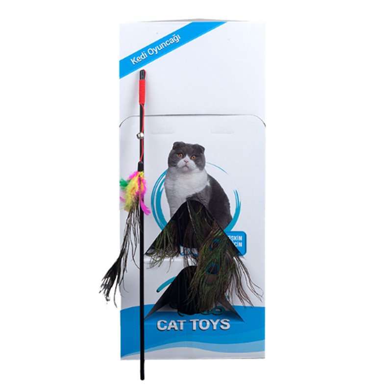 Polo Kedi Oltası 46 cm 24 adet Tavus Kuşu Tüylü
