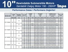 İmpo - 10''  Dalgıç Motoru - 150 HP (110 Kw) - Yıldız Üçgen