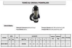 ZCM  Enerji DCW 100/4 1HP Keson Dalgıç Pom - 40 Mt - Yerli