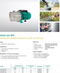 Wilo Jet SPS 4-47 Paslanmaz Jet - 1,3 Hp
