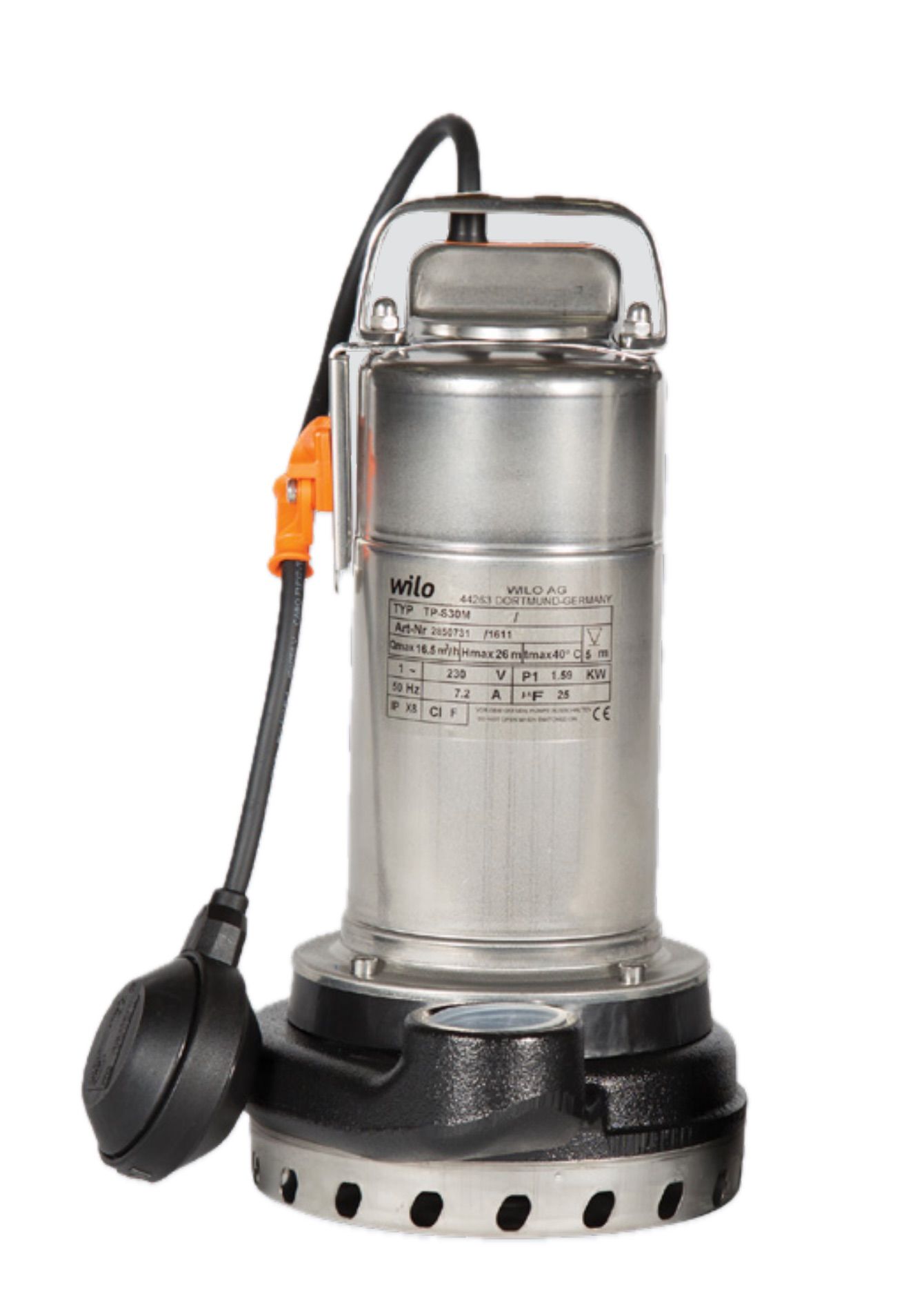 Wilo TP-S 20M  - 750 Watt - Drenaj Pompası - Az kirli sular için - Flatörlü