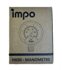 İmpo manometre Ø50 - 0/10Bar - Metal Gövdeli - Alttan Çıkışlı - HX50R