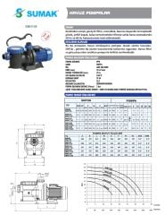 Sumak SMH 120 M - 1,2 HP  Sumak Filtreli Havuz Pompası - 220V - 2''