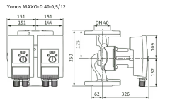 Wilo Yonos Maxo D 40/0,5-12 İkiz Sir. Pompası - DN40 - 25 cm