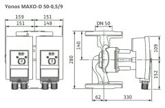 Wilo Yonos Maxo D 50/0,5-9 İkiz Sir. Pompası - DN50 - 28 cm