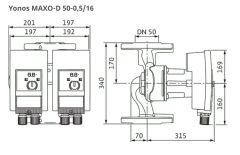 Wilo Yonos Maxo D 50/0,5-16 İkiz Sir. Pompası - DN50 - 34 cm