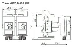 Wilo Yonos Maxo D 65/0,5-12 İkiz Sir. Pompası - DN65 - 34 cm