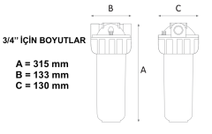 Atlas Filtre Kabı 10'' 3P Senior - 3/4'' Bağlantılı İtalyan-ZA109T060