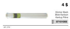 JF Blok Karbon Filtre - CTO 20''-07101005 - 25 Adet