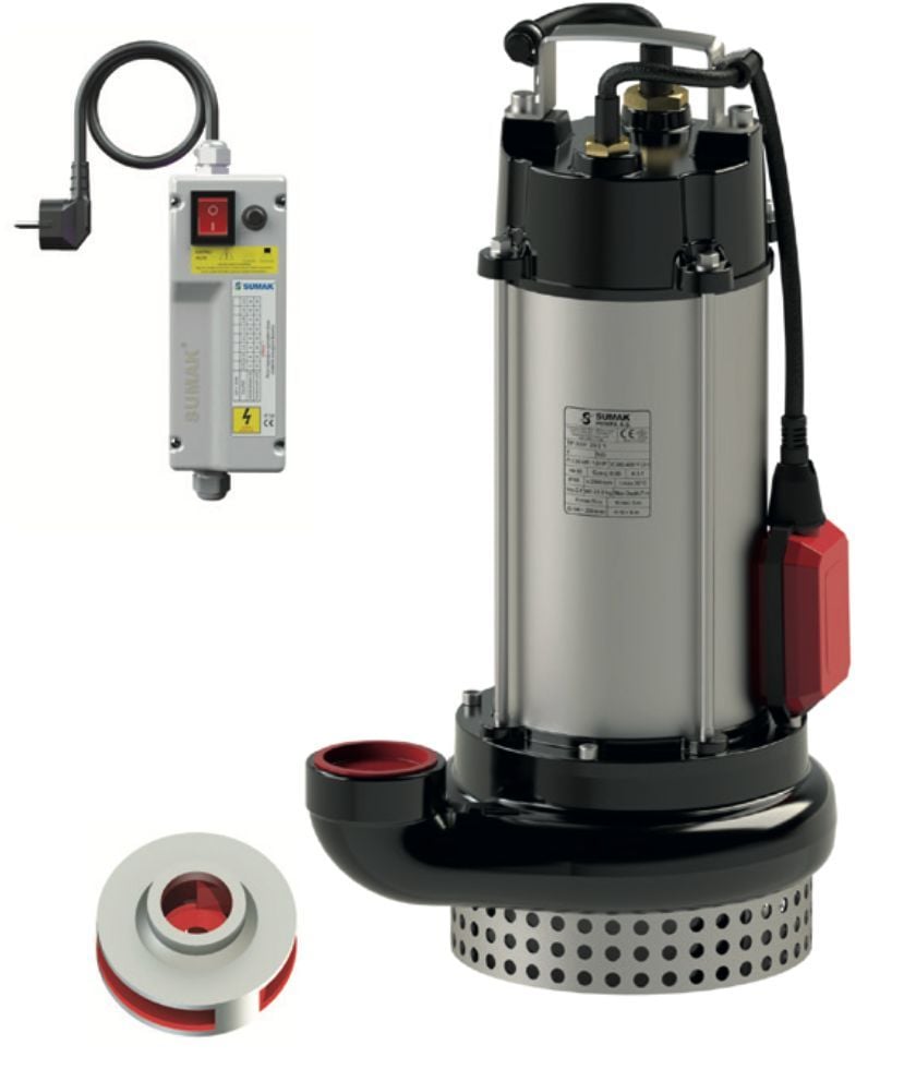 Sumak SDF30/2-Y Pasl. Çelik Drenaj Dalgıç  3 HP - 27 metre/220V