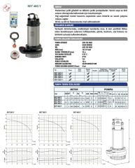 Sumak SDT30/2-Y Pasl. Çelik Drenaj Dalgıç  3 HP - 27 metre/380V