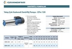 Grandfar  8CPm 120 (YP90) - Yatay Çok Kad. Pompa 2,3 HP