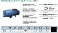 Grandfar  JSWm110 Jet Pompa 1,5 HP - Pirinç çarklı