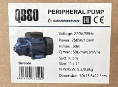 Grandfar  QB80  Periferik Pompa 220V - 1 HP