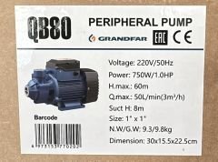 Grandfar  QB80  Periferik Pompa 220V - 1 HP